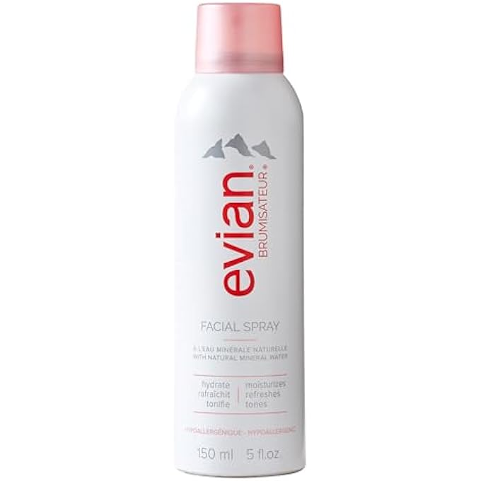 Evian رذاذ وجه 5 أونصات - رذاذ ماء معدني مرطب للوجه والبشرة - ينعش المكياج، يثبت، ويوازن - رذاذ للعناية بالبشرة للترطيب اليومي وتخفيف الرطوبة أثناء التنقل - Image 1